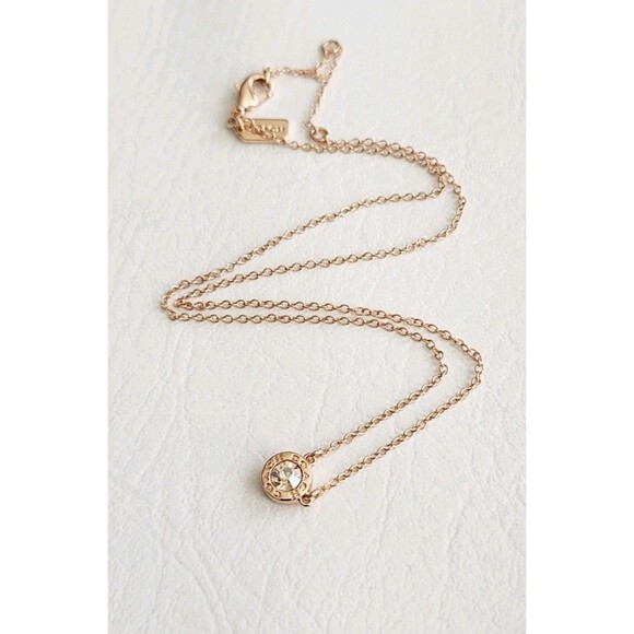 COACH OPEN CIRCLE STONE STRAND NECKLACE F54514 GOLD - Picture 5 of 6